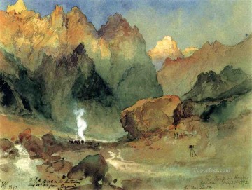 溶岩層の風景の中でトーマス・モラン山脈 Oil Paintings